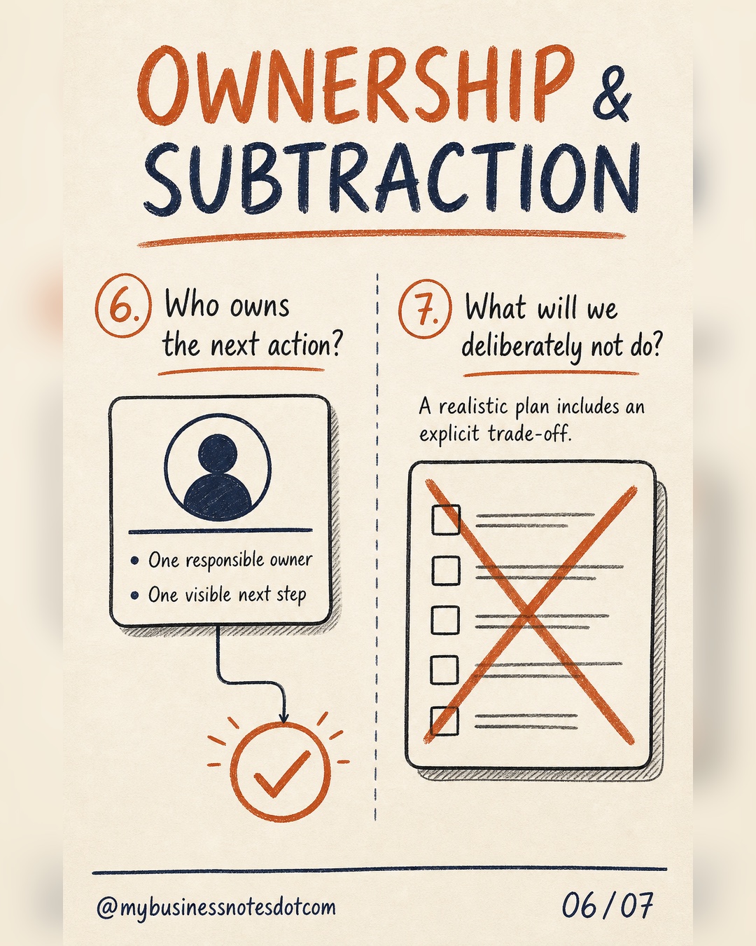 6. Who owns the next action?: Every important item needs one responsible owner and a visible next step.