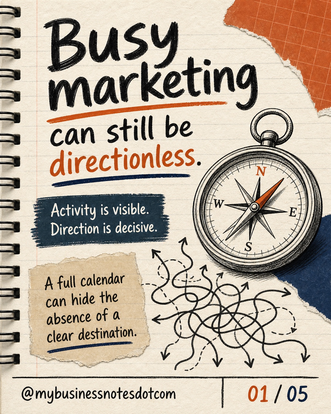 Activity is visible. Direction is decisive.: A full calendar can hide the absence of a clear destination.